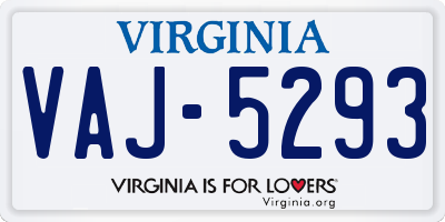 VA license plate VAJ5293