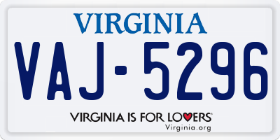 VA license plate VAJ5296