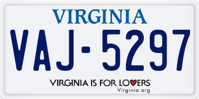 VA license plate VAJ5297