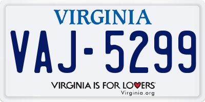 VA license plate VAJ5299