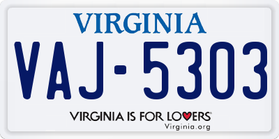 VA license plate VAJ5303