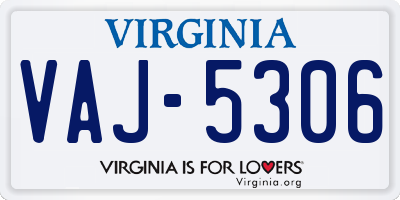VA license plate VAJ5306