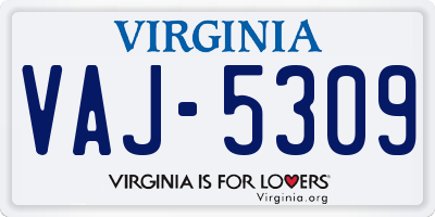 VA license plate VAJ5309