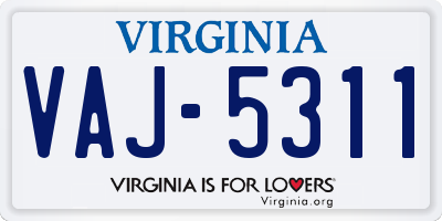 VA license plate VAJ5311