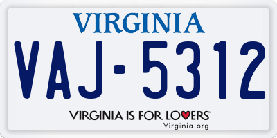 VA license plate VAJ5312