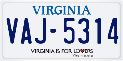 VA license plate VAJ5314