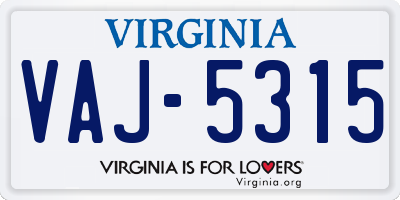 VA license plate VAJ5315