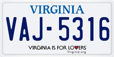 VA license plate VAJ5316