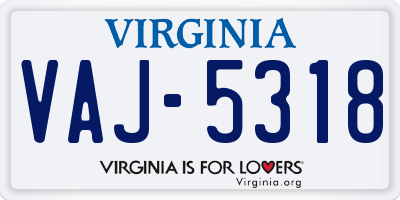VA license plate VAJ5318