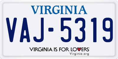 VA license plate VAJ5319