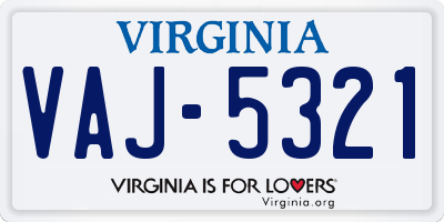 VA license plate VAJ5321