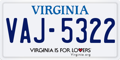 VA license plate VAJ5322