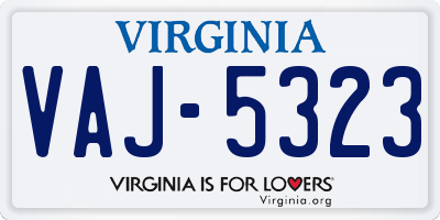 VA license plate VAJ5323