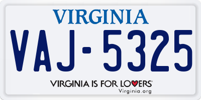 VA license plate VAJ5325