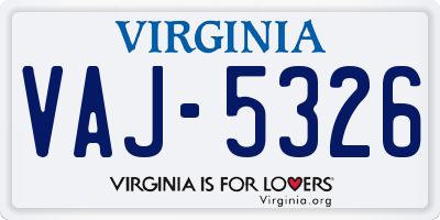 VA license plate VAJ5326