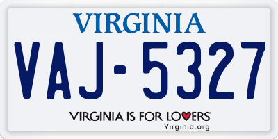 VA license plate VAJ5327