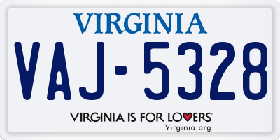 VA license plate VAJ5328