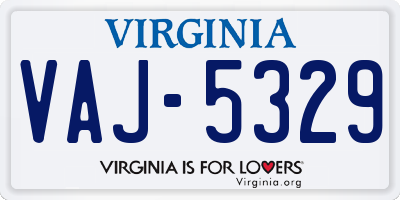 VA license plate VAJ5329