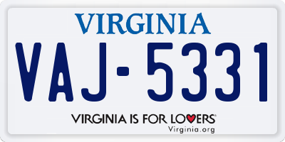 VA license plate VAJ5331