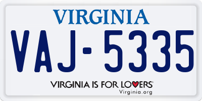 VA license plate VAJ5335