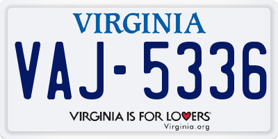 VA license plate VAJ5336