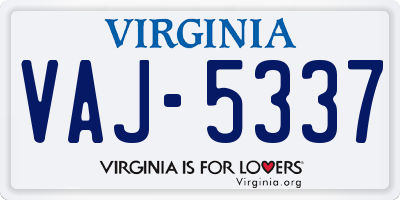 VA license plate VAJ5337