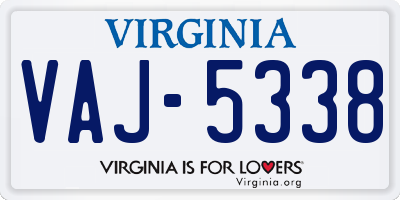 VA license plate VAJ5338