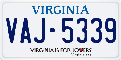 VA license plate VAJ5339