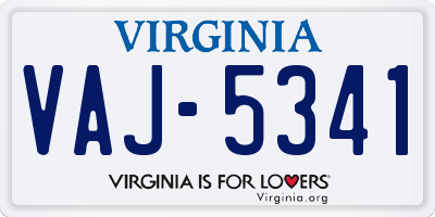 VA license plate VAJ5341
