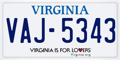 VA license plate VAJ5343