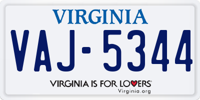 VA license plate VAJ5344