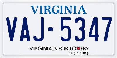 VA license plate VAJ5347