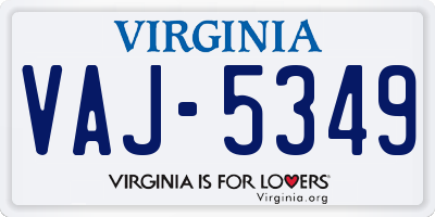 VA license plate VAJ5349