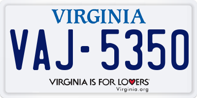 VA license plate VAJ5350