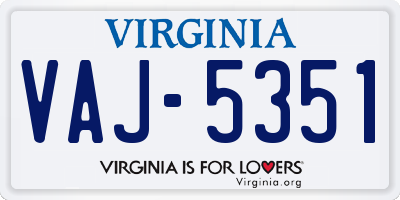 VA license plate VAJ5351