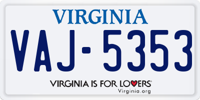 VA license plate VAJ5353