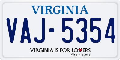 VA license plate VAJ5354