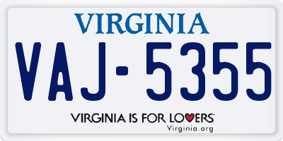 VA license plate VAJ5355