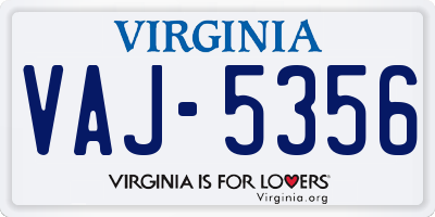 VA license plate VAJ5356