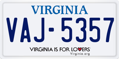 VA license plate VAJ5357