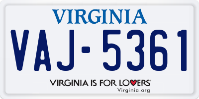 VA license plate VAJ5361