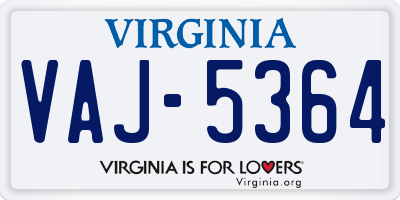 VA license plate VAJ5364