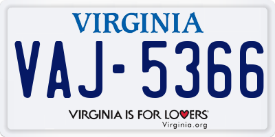 VA license plate VAJ5366