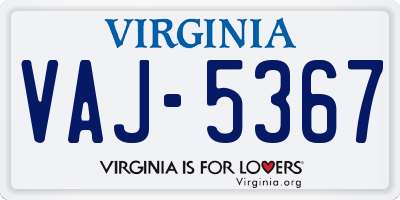 VA license plate VAJ5367