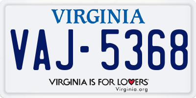 VA license plate VAJ5368