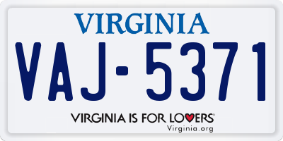 VA license plate VAJ5371