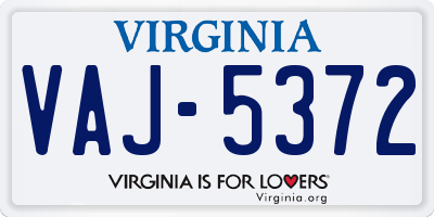 VA license plate VAJ5372