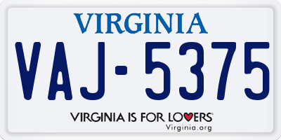 VA license plate VAJ5375