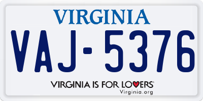 VA license plate VAJ5376
