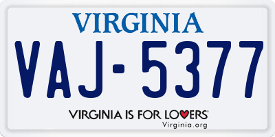 VA license plate VAJ5377